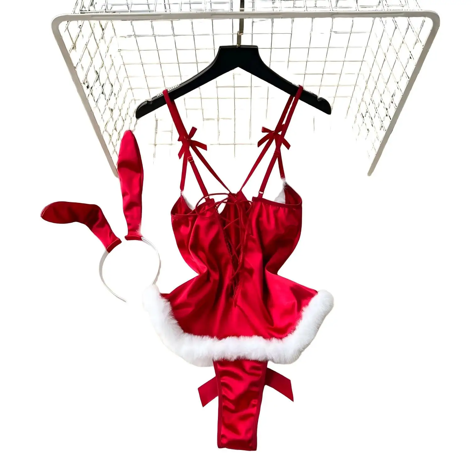 Christmas Cosplay Bow Women Bodysuits Camis Lace Up Slim Playsuits Female Open crotch Plush Slim Sexy Lingerie Rompers
Christmas Cosplay Bow Women Bodysuits Camis Lace Up Slim Playsuits Female Open crotch Plush Slim Sexy Lingerie Rompers