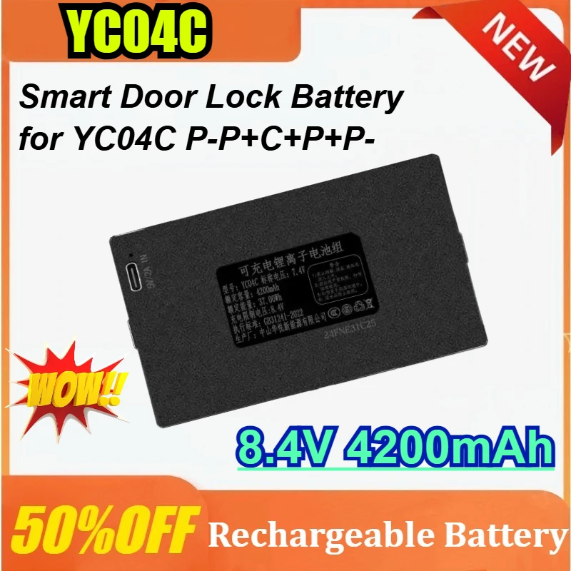 New 7.4V 4200mAh Lithium Smart Door Lock Battery for YC04C P-P+C+P+P-
New 7.4V 4200mAh Lithium Smart Door Lock Battery for YC04C P-P+C+P+P-
