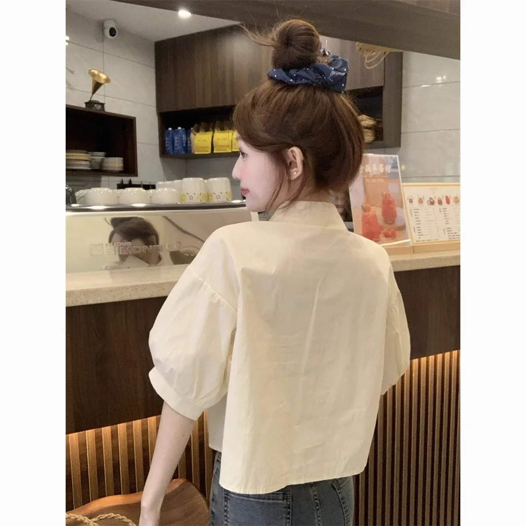 Short Sleeve Shirts Women Cotton Stand Collar Button Fly Slim Tee School Retro Preppy Girlish Youth Student Commuting Daily Wear
Short Sleeve Shirts Women Cotton Stand Collar Button Fly Slim Tee School Retro Preppy Girlish Youth Student Commuting Daily Wear