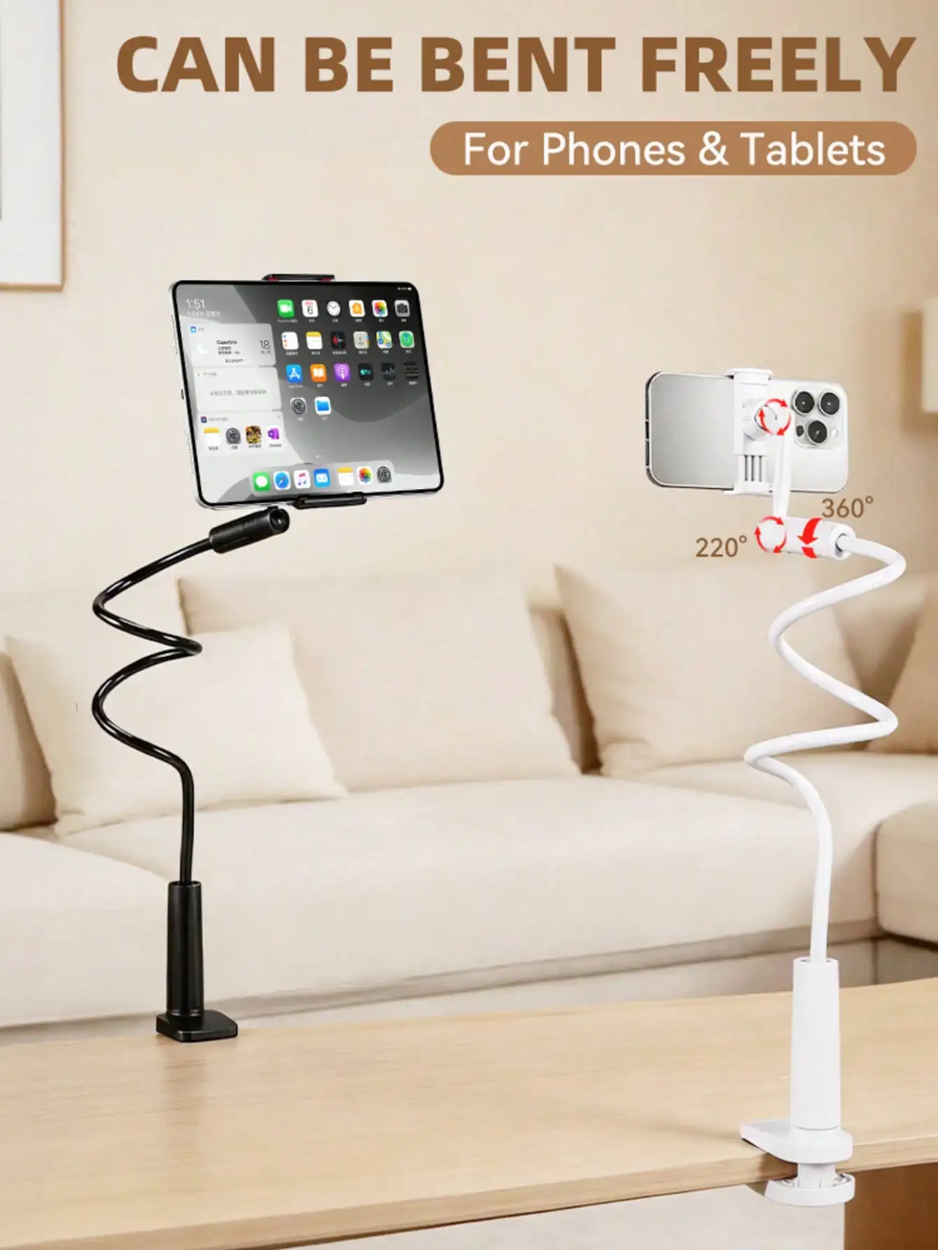 1pc Slouchy Bedside Phone Holder, Adjustable 360° Rotation Tablet PC Bed Mount Stand, Stable And Easy To Adjust With Button Control
1pc Slouchy Bedside Phone Holder, Adjustable 360° Rotation Tablet PC Bed Mount Stand, Stable And Easy To Adjust With Button Control