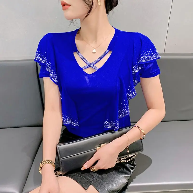 Elegant V-Neck Folds Hollow Out Blouse Women's Clothing 2024 Summer New Oversized Casual Tops Office Lady Shirt
Elegant V-Neck Folds Hollow Out Blouse Women's Clothing 2024 Summer New Oversized Casual Tops Office Lady Shirt