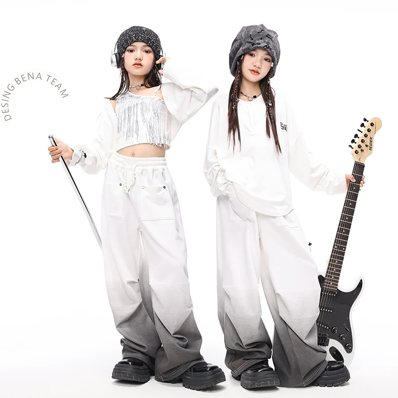 Girls Hip Hop Dance Clothes White Tops Long SLeeves Loose Pants Jazz Modern Dance Practice Wear Kids Performance Suit BL14696
Girls Hip Hop Dance Clothes White Tops Long SLeeves Loose Pants Jazz Modern Dance Practice Wear Kids Performance Suit BL14696