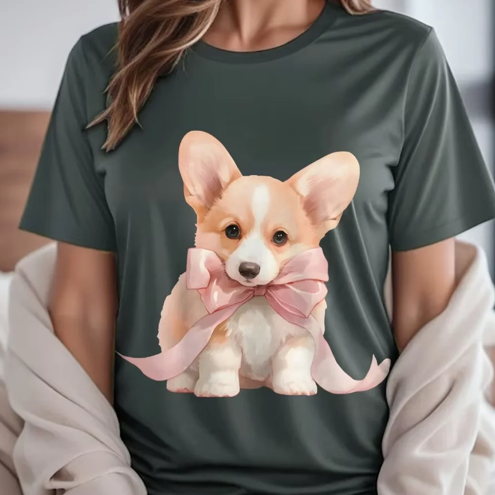 Y2k Graphic T-Shirt Corgi with Pink Bow Print Simple Sweet Playful and Canine-Inspired Soft Fabric for Pet-Themed Casual Clothes
Y2k Graphic T-Shirt Corgi with Pink Bow Print Simple Sweet Playful and Canine-Inspired Soft Fabric for Pet-Themed Casual Clothes