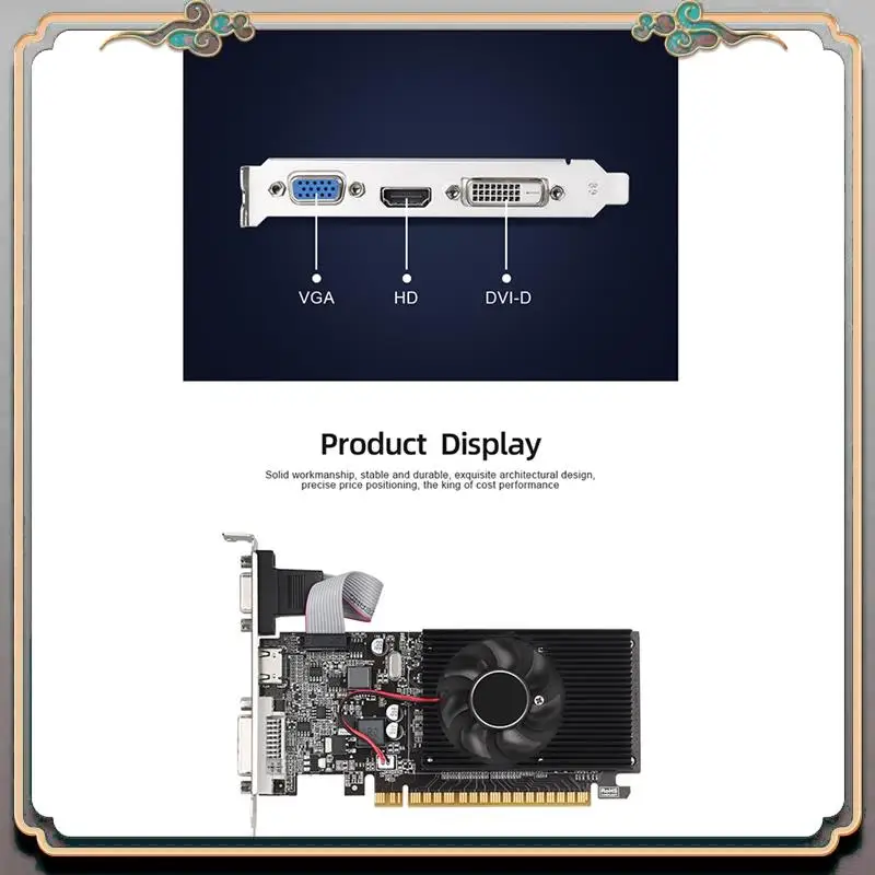 Видеокарта GT210 1G DDR3, 64 бит, 589 МГц, 500 МГц, DVI + VGA +, совместимая с видеокартой, запасные части, аксессуары
Видеокарта GT210 1G DDR3, 64 бит, 589 МГц, 500 МГц, DVI + VGA +, совместимая с видеокартой, запасные части, аксессуары