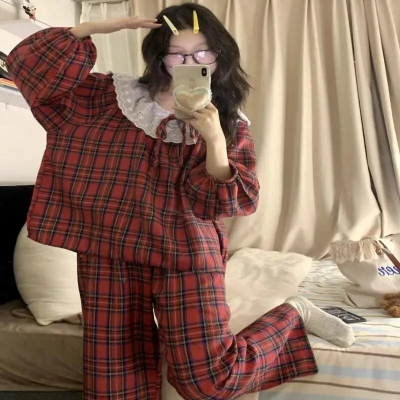 Весенние и осенние пижамы для женщин, простой стиль, кружевные девчачьи брюки с длинными рукавами, студенты общежития, можно носить комплект домашней одежды
Весенние и осенние пижамы для женщин, простой стиль, кружевные девчачьи брюки с длинными рукавами, студенты общежития, можно носить комплект домашней одежды