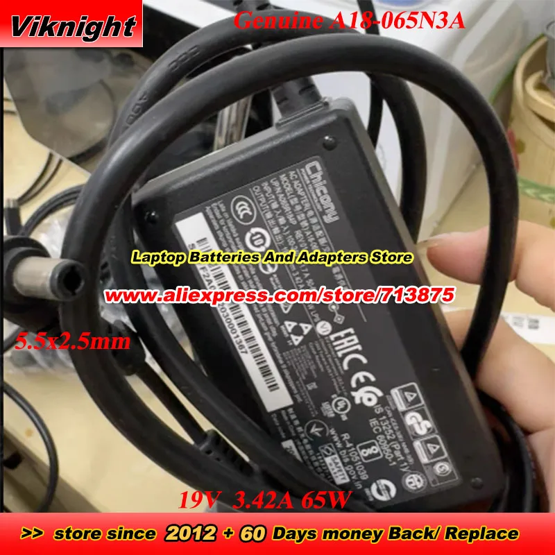 Подлинный адаптер переменного тока A18-065N3A 19V 3.42A 65W Зарядное устройство A065R184P для блока питания Chicony с наконечником 5.5x2.5 мм
Подлинный адаптер переменного тока A18-065N3A 19V 3.42A 65W Зарядное устройство A065R184P для блока питания Chicony с наконечником 5.5x2.5 мм