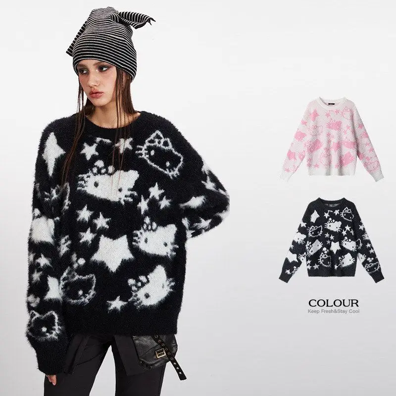 HeyHenry Women's Autumn Winter Outerwear Cartoon Korean Loose round Ne Knitted Sweater Comfortable Long Sve Girls' Clothes
HeyHenry Women's Autumn Winter Outerwear Cartoon Korean Loose round Ne Knitted Sweater Comfortable Long Sve Girls' Clothes