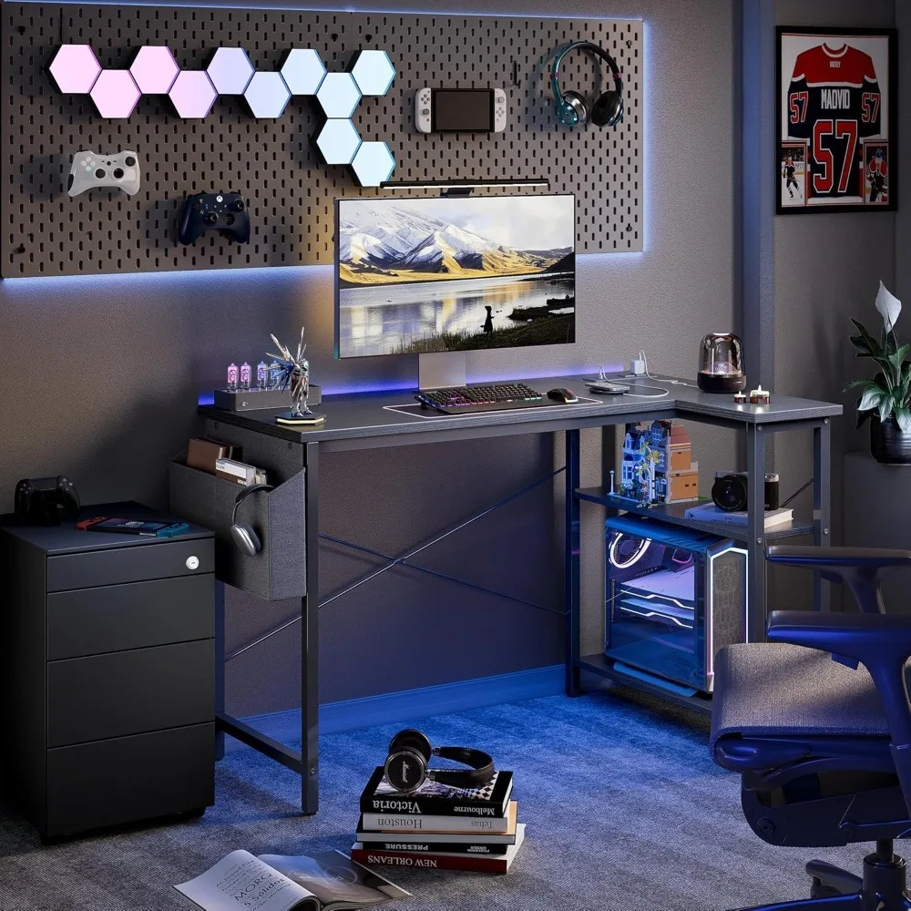 L Shaped Gaming Desk with Power Outlets Reversible Shelves Computer Study Writing Table for Home Office 40 Inch Black
L Shaped Gaming Desk with Power Outlets Reversible Shelves Computer Study Writing Table for Home Office 40 Inch Black