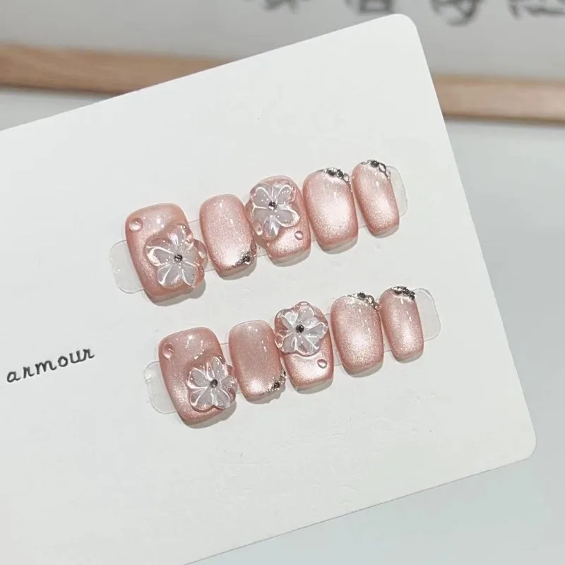 10pcs Handmade Cat Eye Fake Nails Press on 3d Crystal Flower Decorated False Nails Girls Nail Tips Self-adhesive Press on Nail
10pcs Handmade Cat Eye Fake Nails Press on 3d Crystal Flower Decorated False Nails Girls Nail Tips Self-adhesive Press on Nail