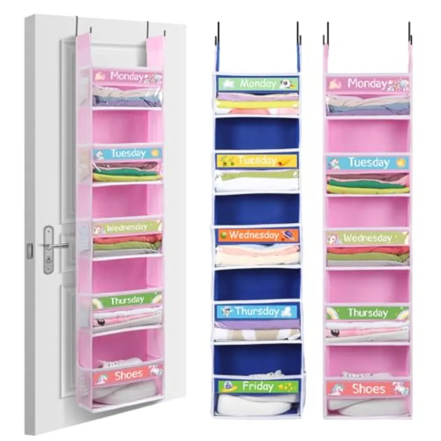2 Pack 5 Shelf Weekly Clothes Organizer for Over the Door Hanging Storage Monday through Friday Heavy Duty Clothes Organization
2 Pack 5 Shelf Weekly Clothes Organizer for Over the Door Hanging Storage Monday through Friday Heavy Duty Clothes Organization
