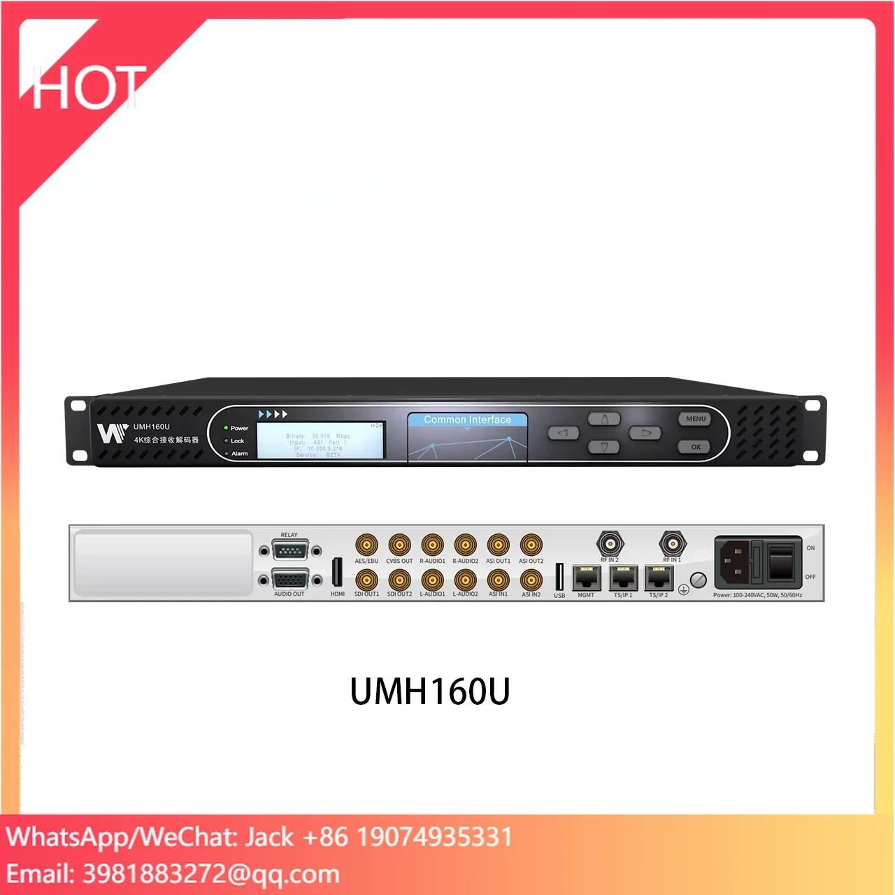 NEW 4K DVBS2X UHD Receiver Decoder IRD MPEG2 H264 H265 Video Audio Decoding RF Tuner IP ASI Input Redundancy Wellav
NEW 4K DVBS2X UHD Receiver Decoder IRD MPEG2 H264 H265 Video Audio Decoding RF Tuner IP ASI Input Redundancy Wellav