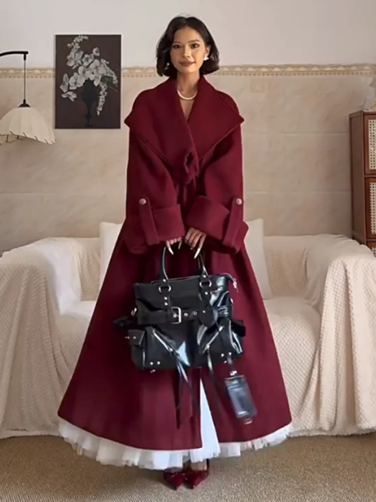 Red Long Woolen Coat Hepburn Sle Vintage Women's Winter New Year's New Faion High Quali Sensation Outerwear Jaet
Red Long Woolen Coat Hepburn Sle Vintage Women's Winter New Year's New Faion High Quali Sensation Outerwear Jaet