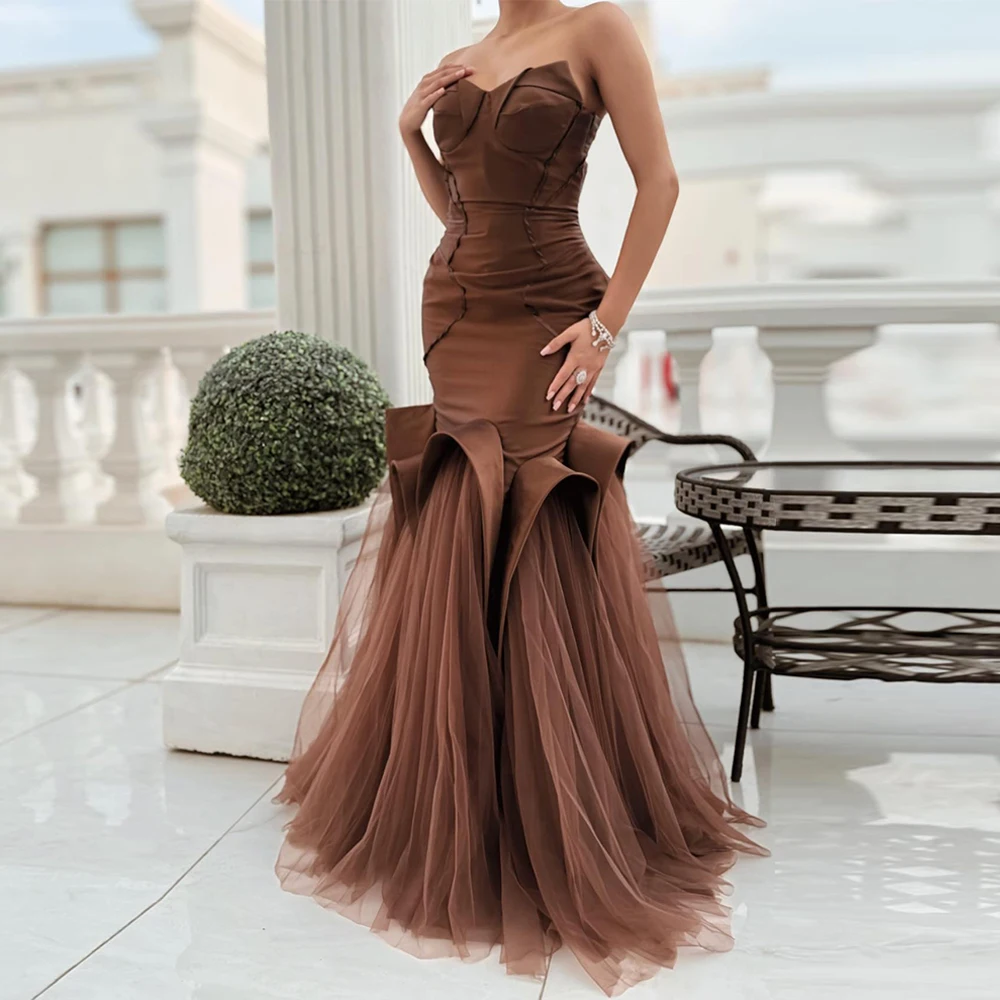 Elegant Sweetheart Tulle Evening Dresses Customized Prom Dress Luxury Mermaid Sweep Train Saudi Special Occasion Party Gowns
Elegant Sweetheart Tulle Evening Dresses Customized Prom Dress Luxury Mermaid Sweep Train Saudi Special Occasion Party Gowns