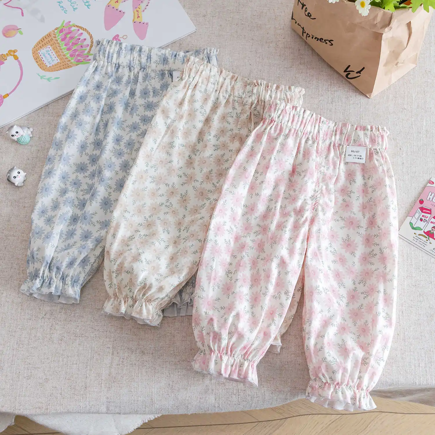 Pure Cotton Children's Mosquito Pants Girls' Flower Printed Loose Wide Leg Pants Summer Thin Casual Knee-length Trousers
Pure Cotton Children's Mosquito Pants Girls' Flower Printed Loose Wide Leg Pants Summer Thin Casual Knee-length Trousers