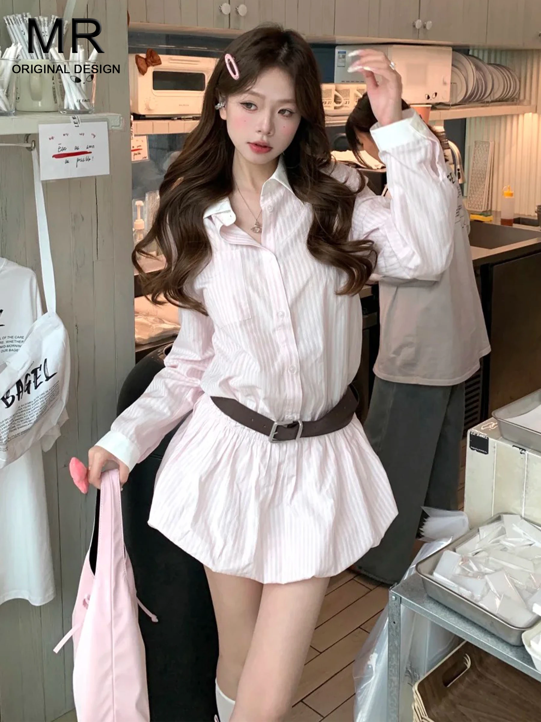 Pink Striped Sweet Girl's Dress Button-Up Collar Women's Fashion Summer High Waist A-Line Skirt Long Sleeve Shirt Dress
Pink Striped Sweet Girl's Dress Button-Up Collar Women's Fashion Summer High Waist A-Line Skirt Long Sleeve Shirt Dress