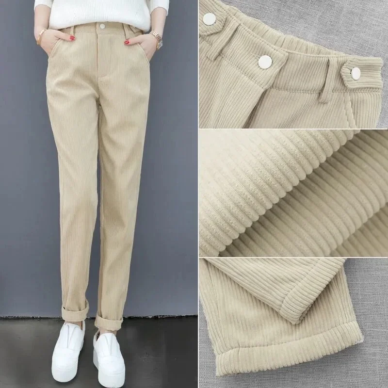 Corduroy Harem Pants For Women High Waist Slim Stretch Pants High-Quality Cotton Chic Casual Women Trousers
Corduroy Harem Pants For Women High Waist Slim Stretch Pants High-Quality Cotton Chic Casual Women Trousers