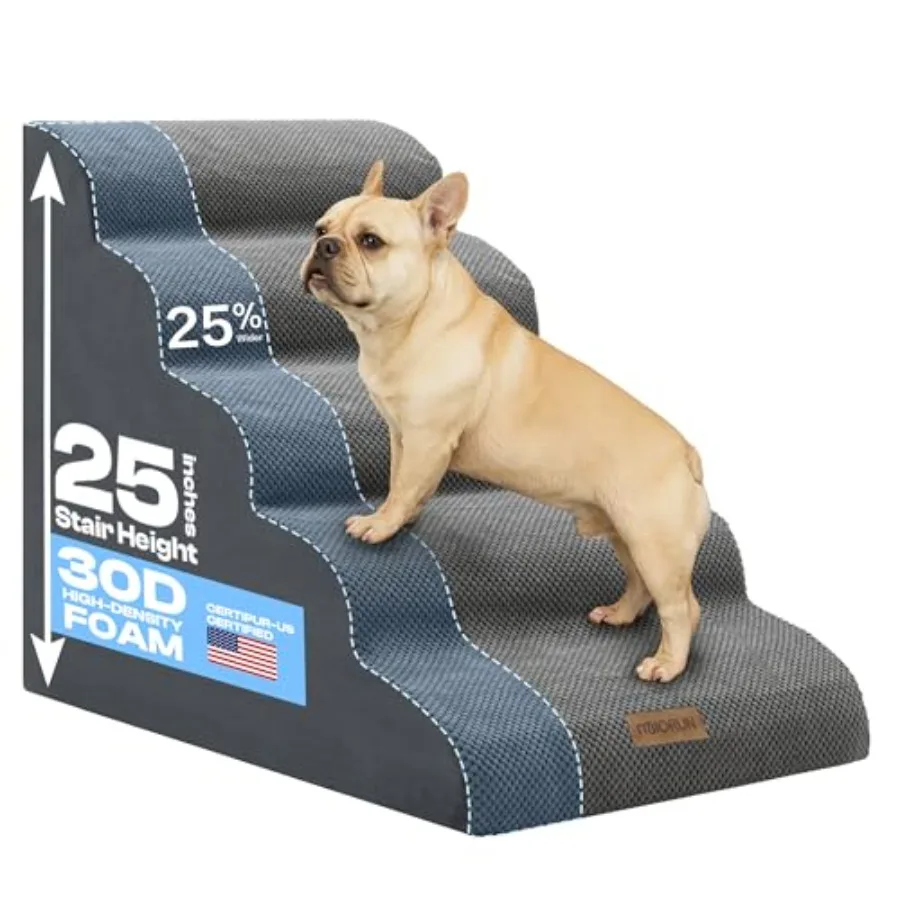 Extra Wide Dog Stairs for Large Dogs Up to 80lbs, 25 Pet Steps for High Bed with Washable Gray Cover, 5-Step Foam Bed Couch Lad
Extra Wide Dog Stairs for Large Dogs Up to 80lbs, 25 Pet Steps for High Bed with Washable Gray Cover, 5-Step Foam Bed Couch Lad