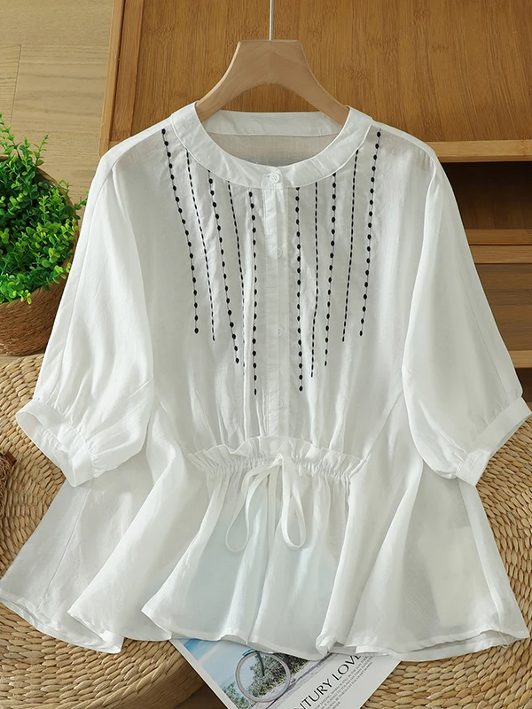 Artistic Lightweight Unique Flax Shirt Women Short Sleeve 2026 New Summer Loose Super Fairyish Young-looking Doll Shirt Embro...
Artistic Lightweight Unique Flax Shirt Women Short Sleeve 2026 New Summer Loose Super Fairyish Young-looking Doll Shirt Embro...