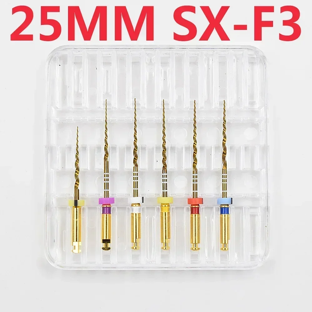 21/25Mm Dental Endodontic Niti Rotary Files Sx-F3 Endo X-Pro Gold Taper Tips Rotary Super Canal Root Golden Files
21/25Mm Dental Endodontic Niti Rotary Files Sx-F3 Endo X-Pro Gold Taper Tips Rotary Super Canal Root Golden Files