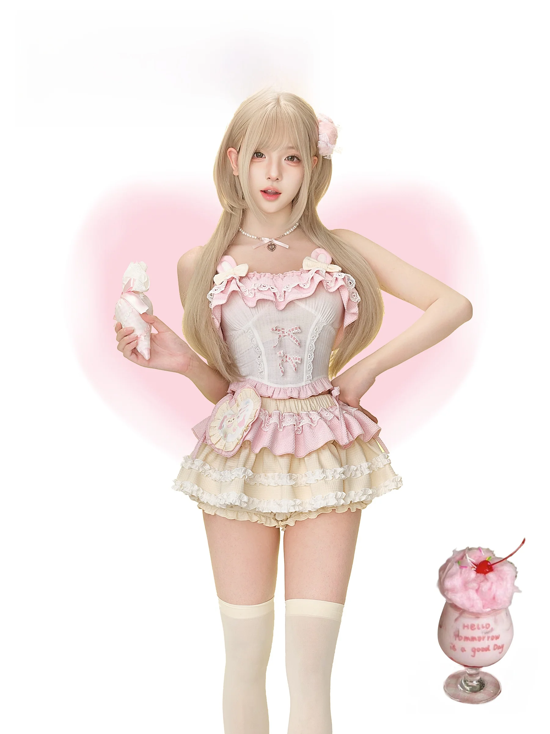 Розовый ремешок с заячьими ушками, желтая кружевная юбка, комплект Stberry Cheese Dert Sle Faion, булавка в форме сердца, летняя коллекция, женская...
Розовый ремешок с заячьими ушками, желтая кружевная юбка, комплект Stberry Cheese Dert Sle Faion, булавка в форме сердца, летняя коллекция, женская...