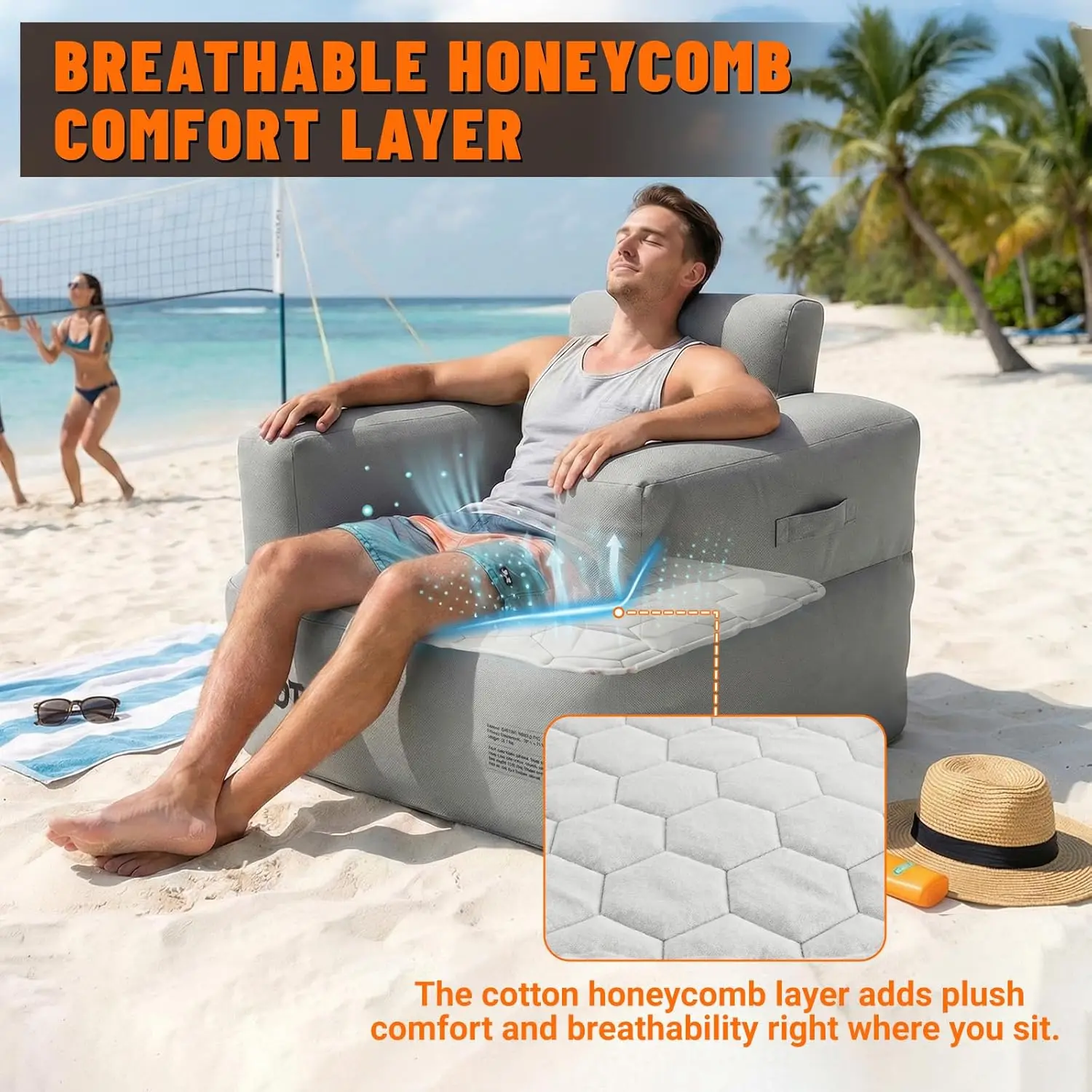 Inflatable Couch, Camping Couch with Detachable Built-in Pump, Inflatable Sofa with Breathable, Puncture-Resistant Fabric Textur
Inflatable Couch, Camping Couch with Detachable Built-in Pump, Inflatable Sofa with Breathable, Puncture-Resistant Fabric Textur