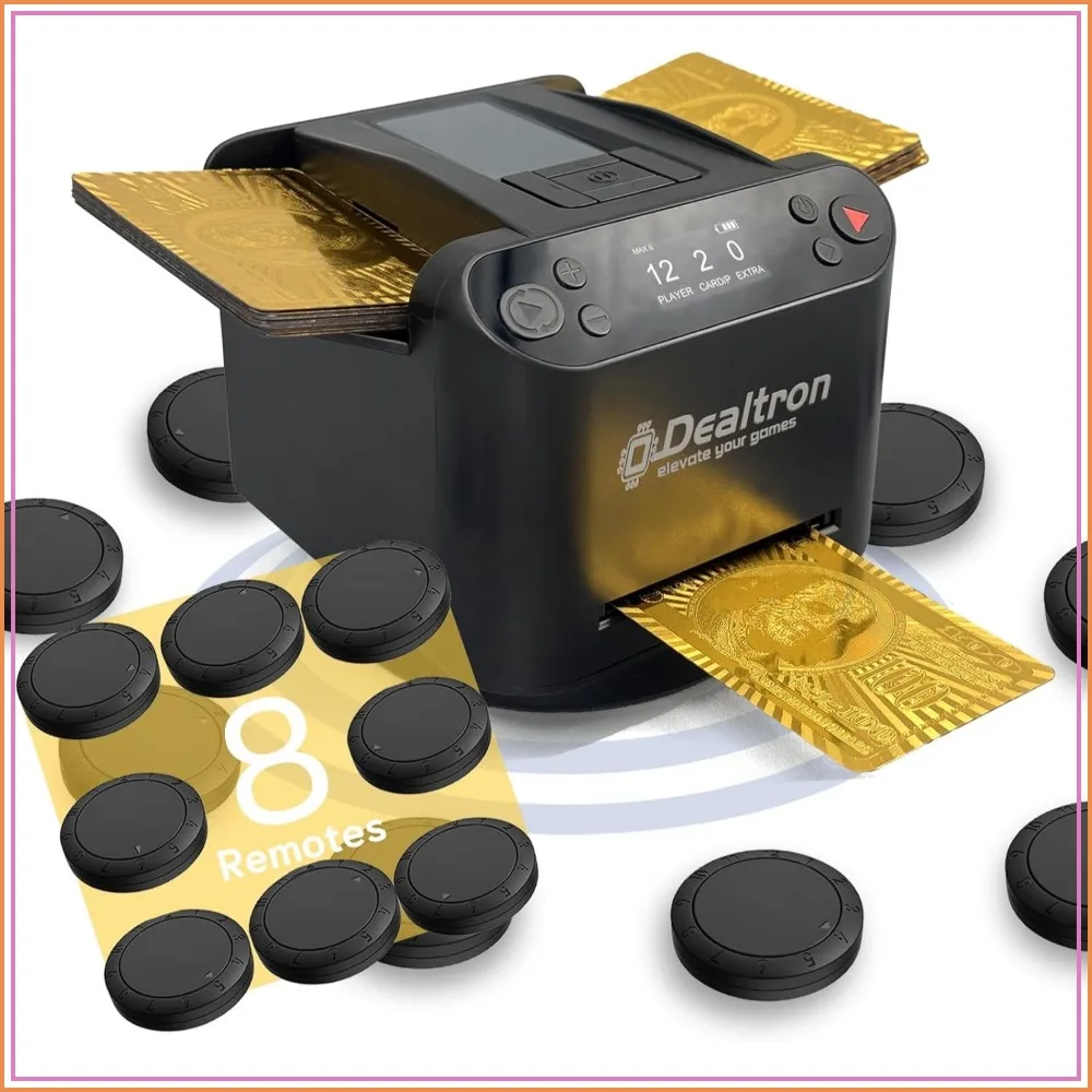 Automatic Card Shuffler & Dealer, 8 Remotes, 360° Rotation, Ultra Quiet, Rechargeable, up to 12 Players, for All Card Games
Automatic Card Shuffler & Dealer, 8 Remotes, 360° Rotation, Ultra Quiet, Rechargeable, up to 12 Players, for All Card Games