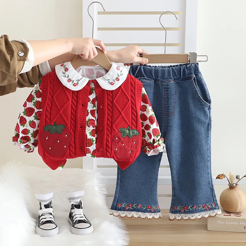 Girls Clothes Sets Spring Autumn 2025 Children Woolen Jersey Vest Shirts Denim Pants 3pcs Princess Suit For Baby Outfits Kids 5Y
Girls Clothes Sets Spring Autumn 2025 Children Woolen Jersey Vest Shirts Denim Pants 3pcs Princess Suit For Baby Outfits Kids 5Y