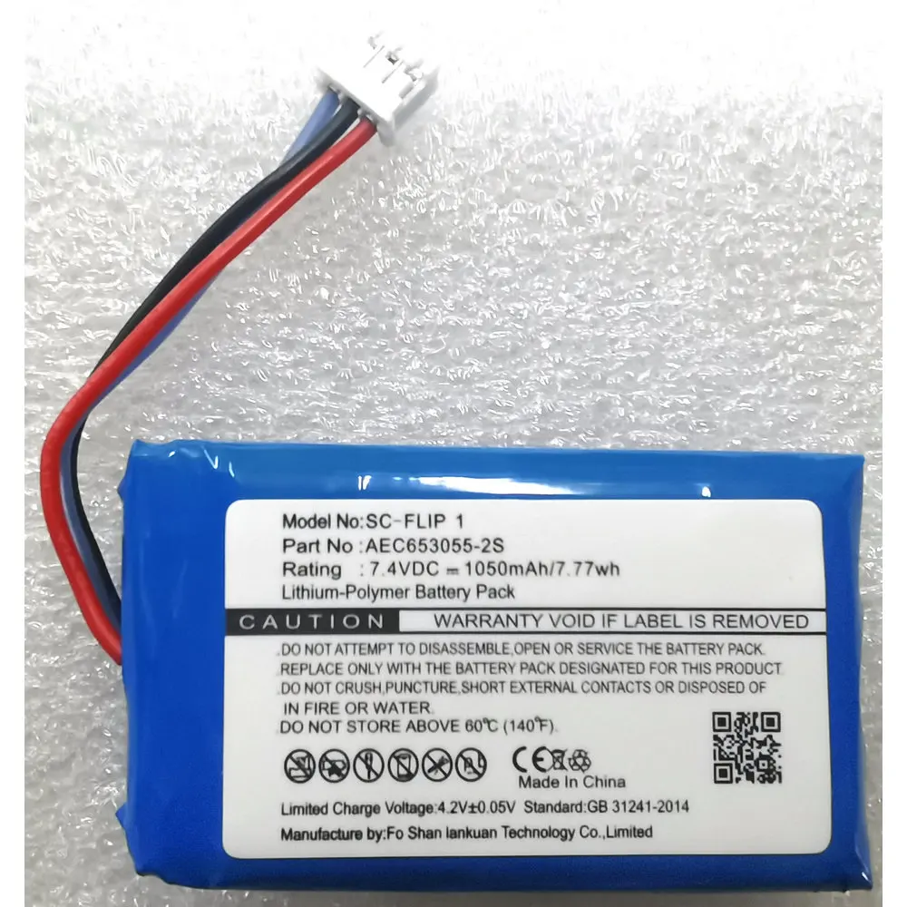 New High-Quality SC-FLIP 1 AEC653055-2S Replacement Bluetooth Speaker Battery 7.4VDC 1050mAh/7.77Wh
New High-Quality SC-FLIP 1 AEC653055-2S Replacement Bluetooth Speaker Battery 7.4VDC 1050mAh/7.77Wh