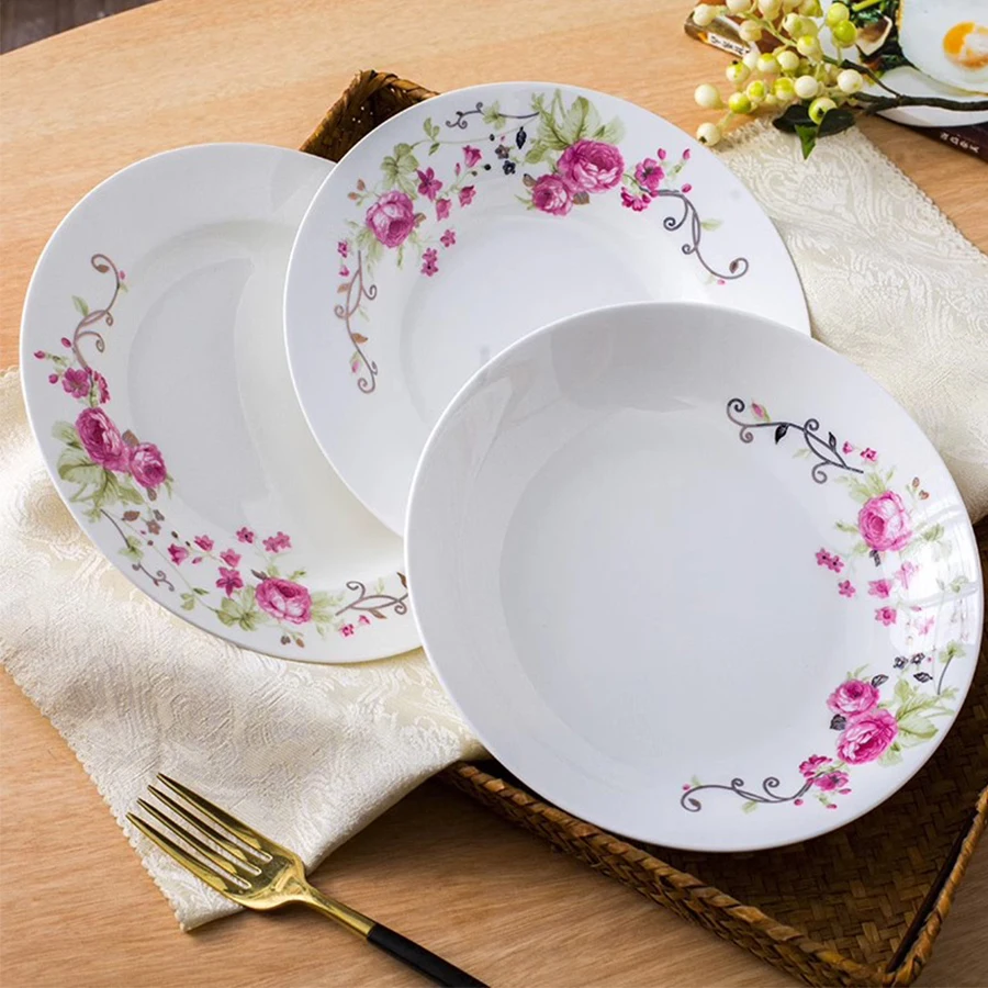 Rose Flower Food Plates Household Bone China Creative Dinner plate, steak plate, 10-inch Chinese Rice plate Dumpling Deep Dishes
Rose Flower Food Plates Household Bone China Creative Dinner plate, steak plate, 10-inch Chinese Rice plate Dumpling Deep Dishes