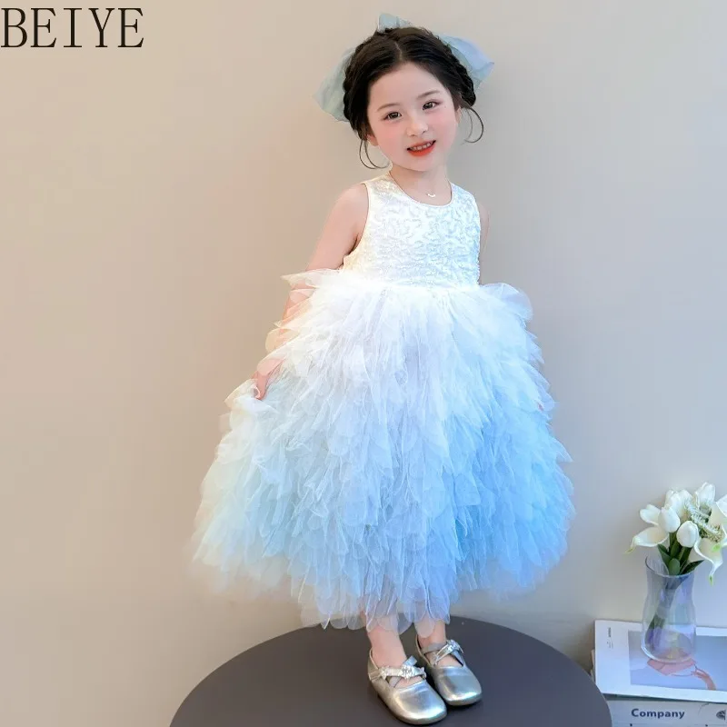 Blue Gradient Sweet Girls Tulle Tutu Dress Sleeveless Sequin Princess Dress Kids Layered Petal Birthday Party Ball Gown Dress
Blue Gradient Sweet Girls Tulle Tutu Dress Sleeveless Sequin Princess Dress Kids Layered Petal Birthday Party Ball Gown Dress
