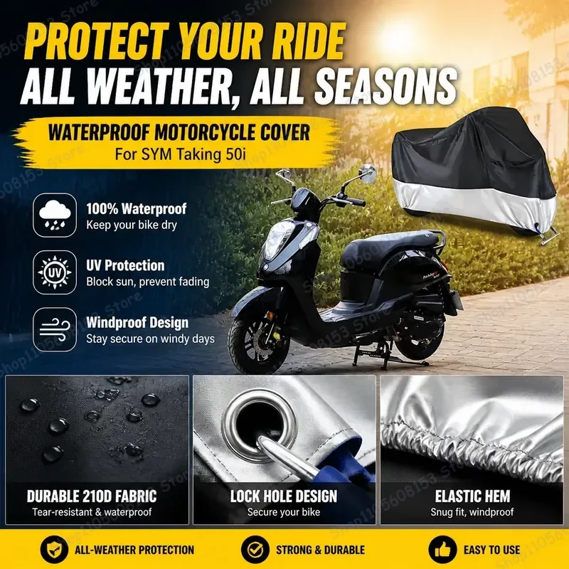 For SYM Taking 50i Motorcycle Cover Waterproof Dustproof UV Resistant All Weather Outdoor Indoor Scooter Cover Windproof
For SYM Taking 50i Motorcycle Cover Waterproof Dustproof UV Resistant All Weather Outdoor Indoor Scooter Cover Windproof