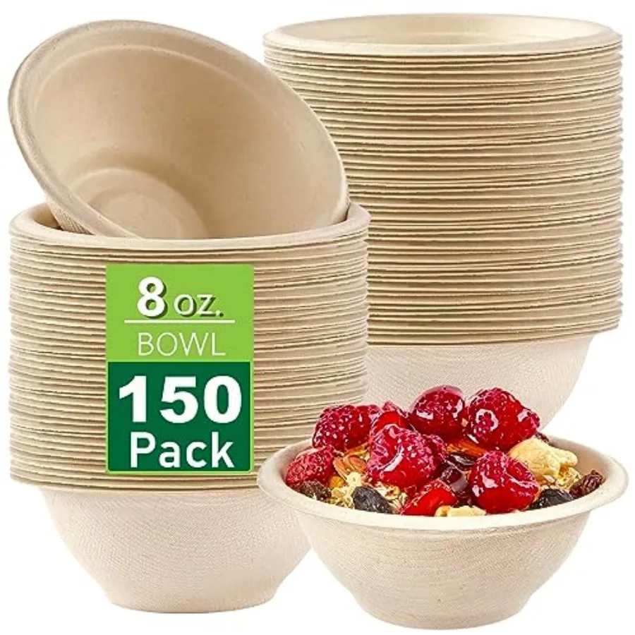 Bulk 150Pk. 8 OZ Paper Bowls Disposable Heavy Duty Small Compostable Food Bowls, Eco-friendly Sugarcane Bowl for Party Serving
Bulk 150Pk. 8 OZ Paper Bowls Disposable Heavy Duty Small Compostable Food Bowls, Eco-friendly Sugarcane Bowl for Party Serving
