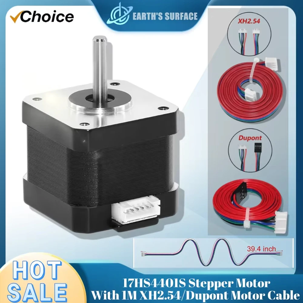 17HS4401S Stepper Motor With 1M XH2.54/Dupont Motor Cable 1.5A 42 Stepper Motor Nema 17 4-Lead 42BYGH Motor For 3D Printer Parts
17HS4401S Stepper Motor With 1M XH2.54/Dupont Motor Cable 1.5A 42 Stepper Motor Nema 17 4-Lead 42BYGH Motor For 3D Printer Parts