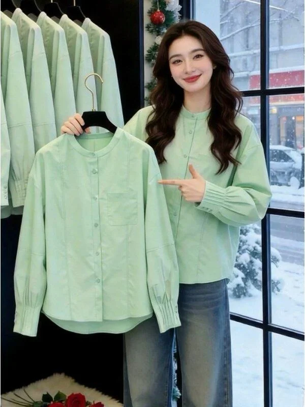 Stylish Young-looking High-end Design Round-neck Shirt Beautiful Light Green Casual Loose Fit Knitted Spring New Arrival
Stylish Young-looking High-end Design Round-neck Shirt Beautiful Light Green Casual Loose Fit Knitted Spring New Arrival