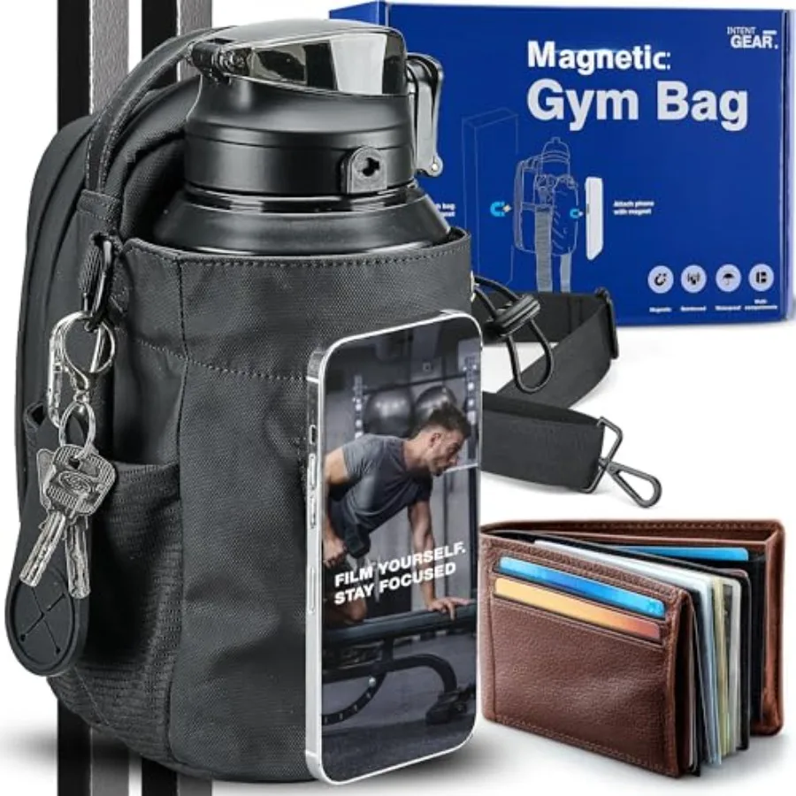 Magnetic Gym Bag with Magnetic Phone Holder for Sports Lovers - Strong Magnet Attaches to Exercise Equipment - Holds Water Bott
Magnetic Gym Bag with Magnetic Phone Holder for Sports Lovers - Strong Magnet Attaches to Exercise Equipment - Holds Water Bott