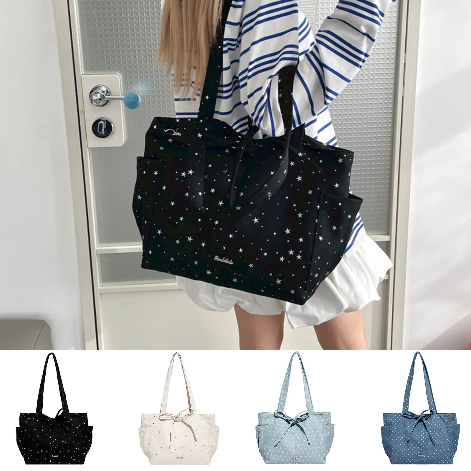 Polka Dot Bowknot Top-Handle Bag Large Capacity Work Handbags Purses Fashionable and Versatile for Women Work Workout Travel
Polka Dot Bowknot Top-Handle Bag Large Capacity Work Handbags Purses Fashionable and Versatile for Women Work Workout Travel