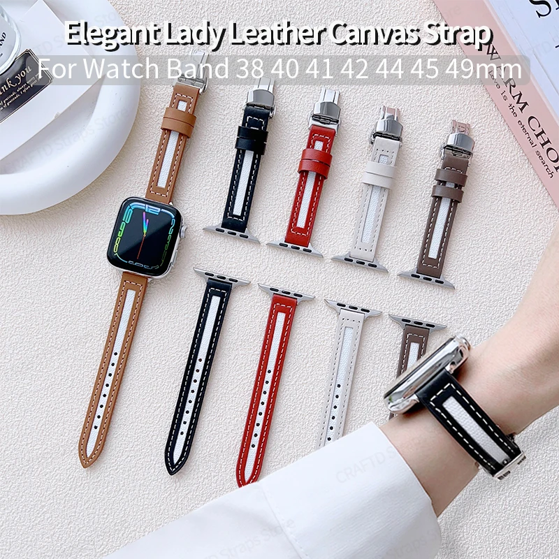 Leather Watch Starp for Apple Watch Band 40mm 38 41 42 44mm 45mm Canvas Watch Band Braceler for Iwatch Band Serie 7 8 6 5 4 3 2
Leather Watch Starp for Apple Watch Band 40mm 38 41 42 44mm 45mm Canvas Watch Band Braceler for Iwatch Band Serie 7 8 6 5 4 3 2