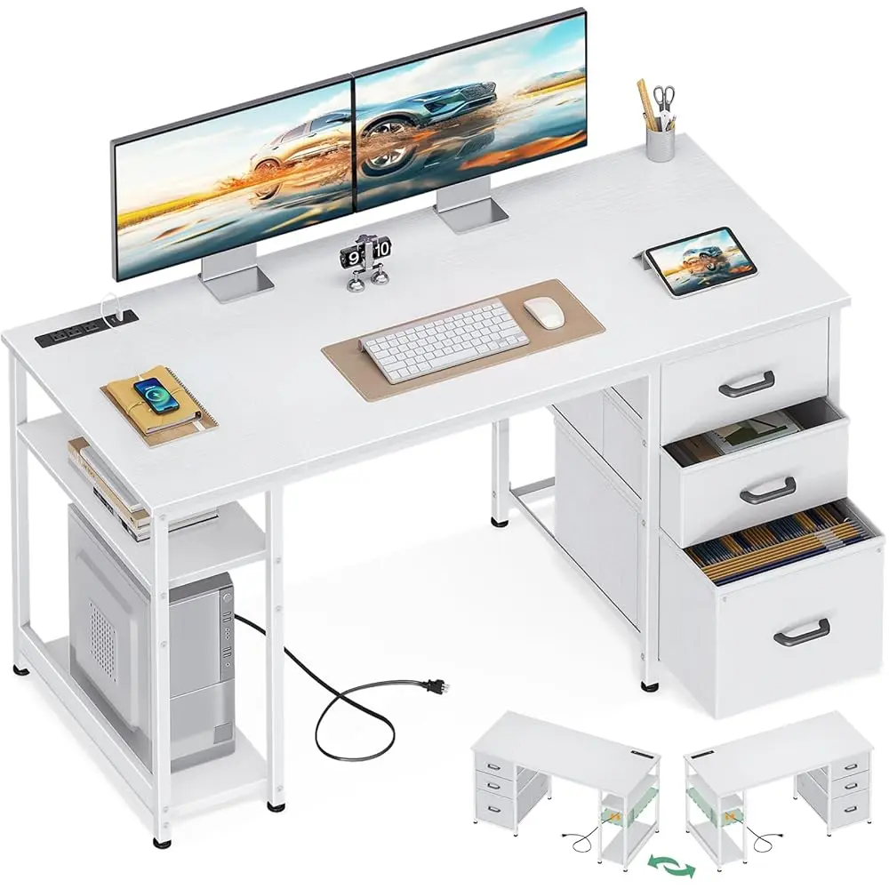 51 H Computer Desk With File Drawers & Usb Power Outlets- Reversible Home Office Desk With Storage Shelves, Work From Home,
51 H Computer Desk With File Drawers & Usb Power Outlets- Reversible Home Office Desk With Storage Shelves, Work From Home,