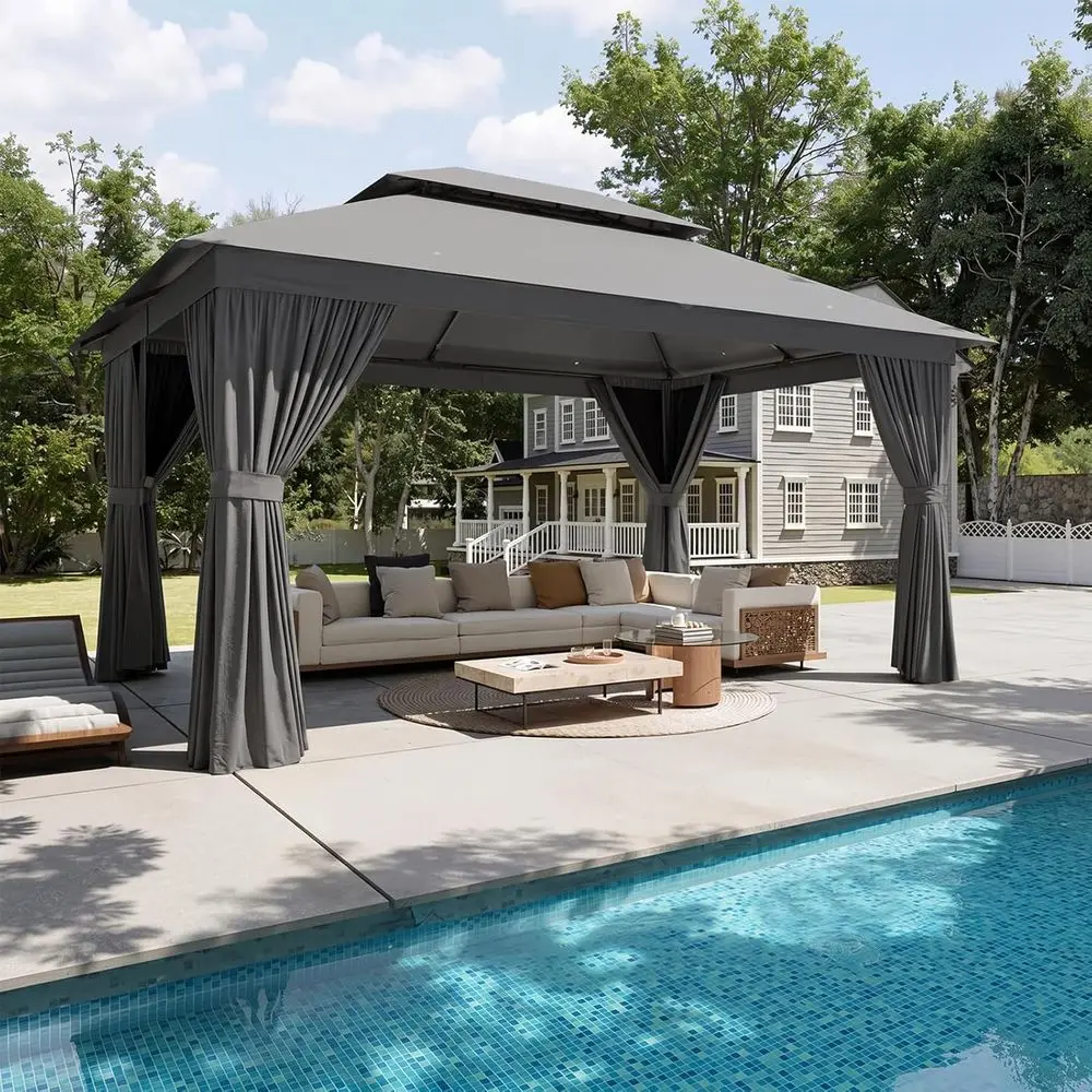 Heavy-Duty 10x12 Metal Gazebo with Double Roof, Mosquito Netting, and Privacy Screen for Outdoor Parties and Garden Shelter
Heavy-Duty 10x12 Metal Gazebo with Double Roof, Mosquito Netting, and Privacy Screen for Outdoor Parties and Garden Shelter