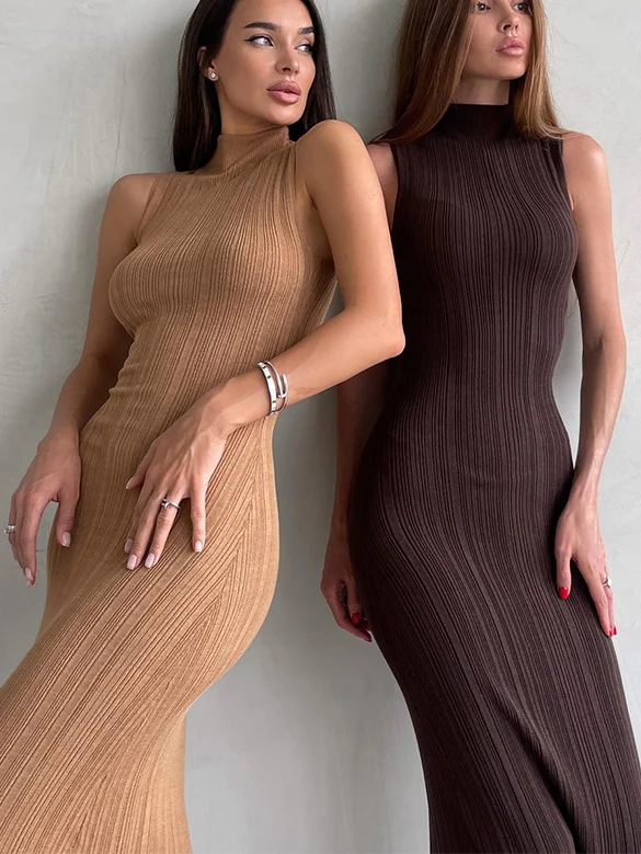 Black Sleeveless Knitted Dress for Women 2024 Summer Elegant Party Turtleneck Bodycon Maix Dresses Sexy Women's Rib Knit Dress
Black Sleeveless Knitted Dress for Women 2024 Summer Elegant Party Turtleneck Bodycon Maix Dresses Sexy Women's Rib Knit Dress