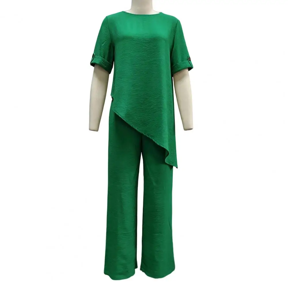 Women's Summer Casual 2 Piece Sets Short Sleeve Crew Neck Asymmetry Hem Top And Long Pants Lounge Outfits Relaxed Fit Two-piece
Women's Summer Casual 2 Piece Sets Short Sleeve Crew Neck Asymmetry Hem Top And Long Pants Lounge Outfits Relaxed Fit Two-piece