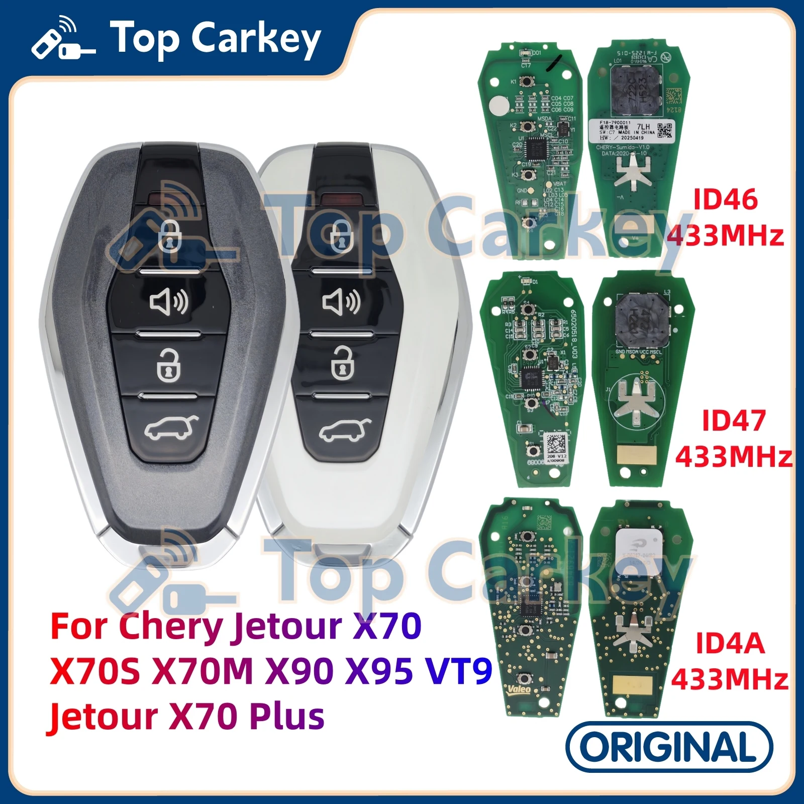 Оригинальный смарт-ключ TopCarkey ID46 47 4A 433 МГц для Chery Jetour X70 X70S X70M X90 X95 VT9 Jetour X70 Plus
Оригинальный смарт-ключ TopCarkey ID46 47 4A 433 МГц для Chery Jetour X70 X70S X70M X90 X95 VT9 Jetour X70 Plus