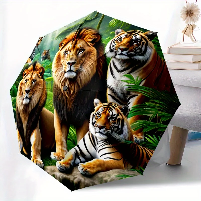 1 Jungle Animal Lion and Tiger Pattern Umbrella - Multi functional Foldable Umbrella with Durable Iron Frame and 8 Ribs, Suita
1 Jungle Animal Lion and Tiger Pattern Umbrella - Multi functional Foldable Umbrella with Durable Iron Frame and 8 Ribs, Suita