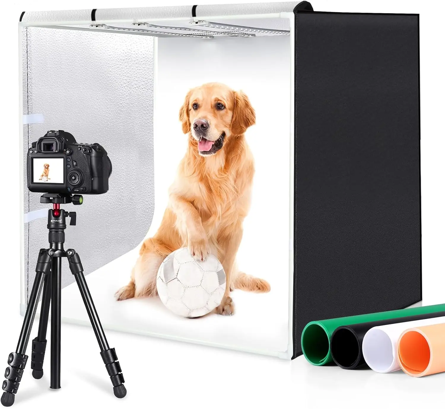 32"x32" Large Photo Light Box with 3 Adjustable Panels, 234 LEDs, and 4 Color Backdrops for Product Photography
32"x32" Large Photo Light Box with 3 Adjustable Panels, 234 LEDs, and 4 Color Backdrops for Product Photography