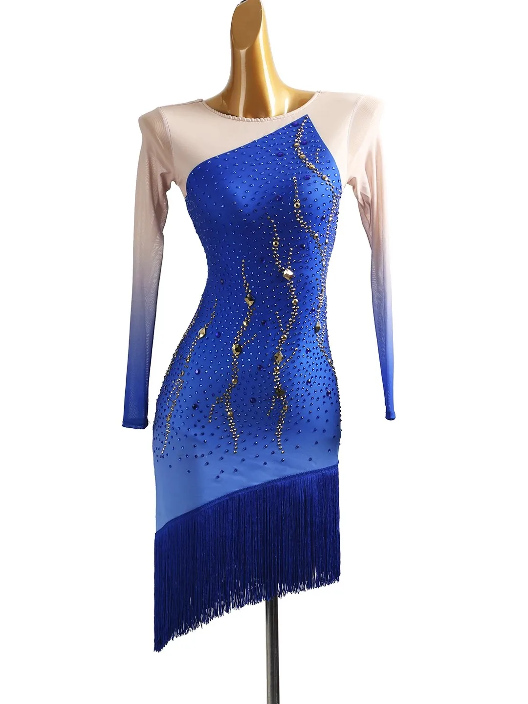 2026 New Latin Dance Costume Gradient Full Rhinestone Female Adult High-End Customized Navy Blue Tassel Dress Blue Samba Dress
2026 New Latin Dance Costume Gradient Full Rhinestone Female Adult High-End Customized Navy Blue Tassel Dress Blue Samba Dress