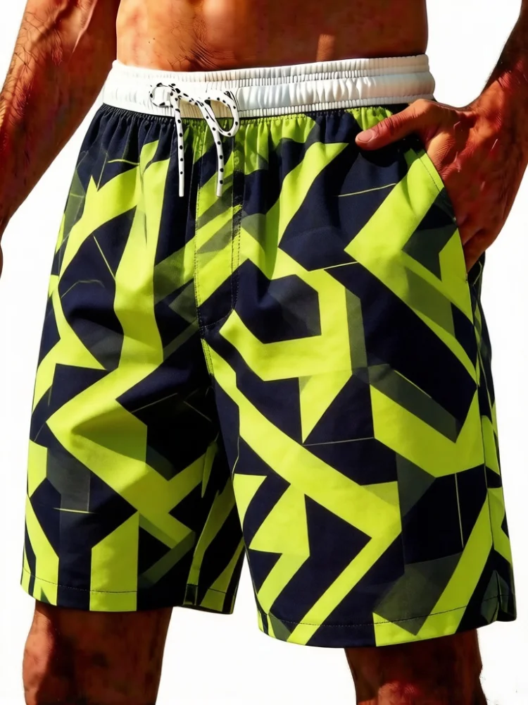 Plus Size Men Neon Green Geometric Arrow Print Drawstring Casual Shorts Elastic Waist Side Pockets Daily Sports Shorts
Plus Size Men Neon Green Geometric Arrow Print Drawstring Casual Shorts Elastic Waist Side Pockets Daily Sports Shorts