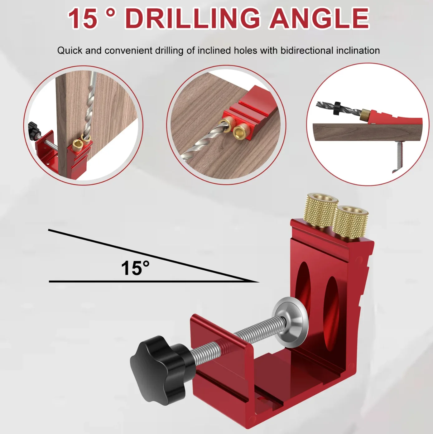 15 degree angle woodworking oblique hole locator drilling locator wood panel splicing installation tool punching machine
15 degree angle woodworking oblique hole locator drilling locator wood panel splicing installation tool punching machine