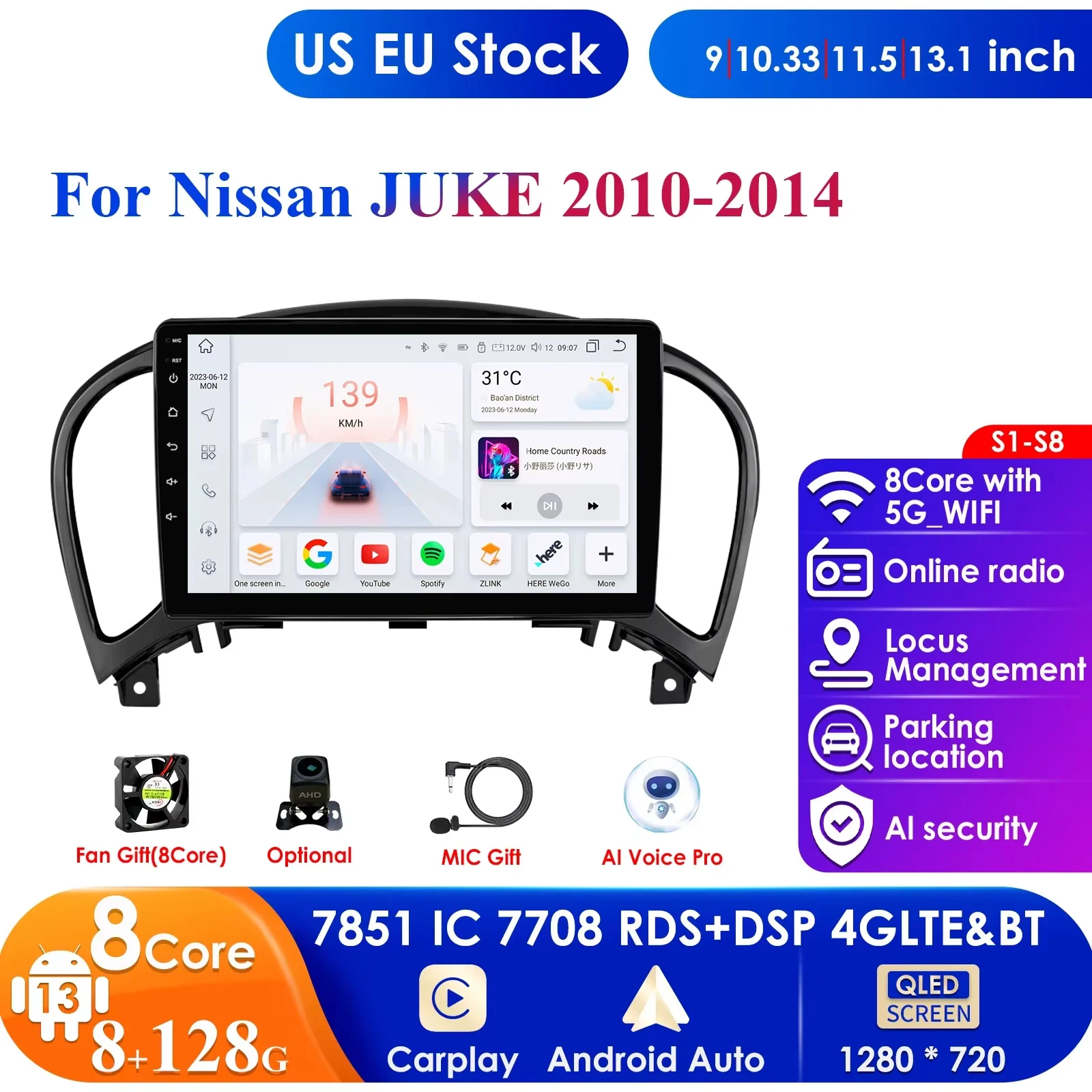 Android 13 Car Radio for Nissan Juke YF15 2010-2014 Multimedia Video Player Navigation GPS Carplay QLED Touch Screen Auto Stereo
Android 13 Car Radio for Nissan Juke YF15 2010-2014 Multimedia Video Player Navigation GPS Carplay QLED Touch Screen Auto Stereo