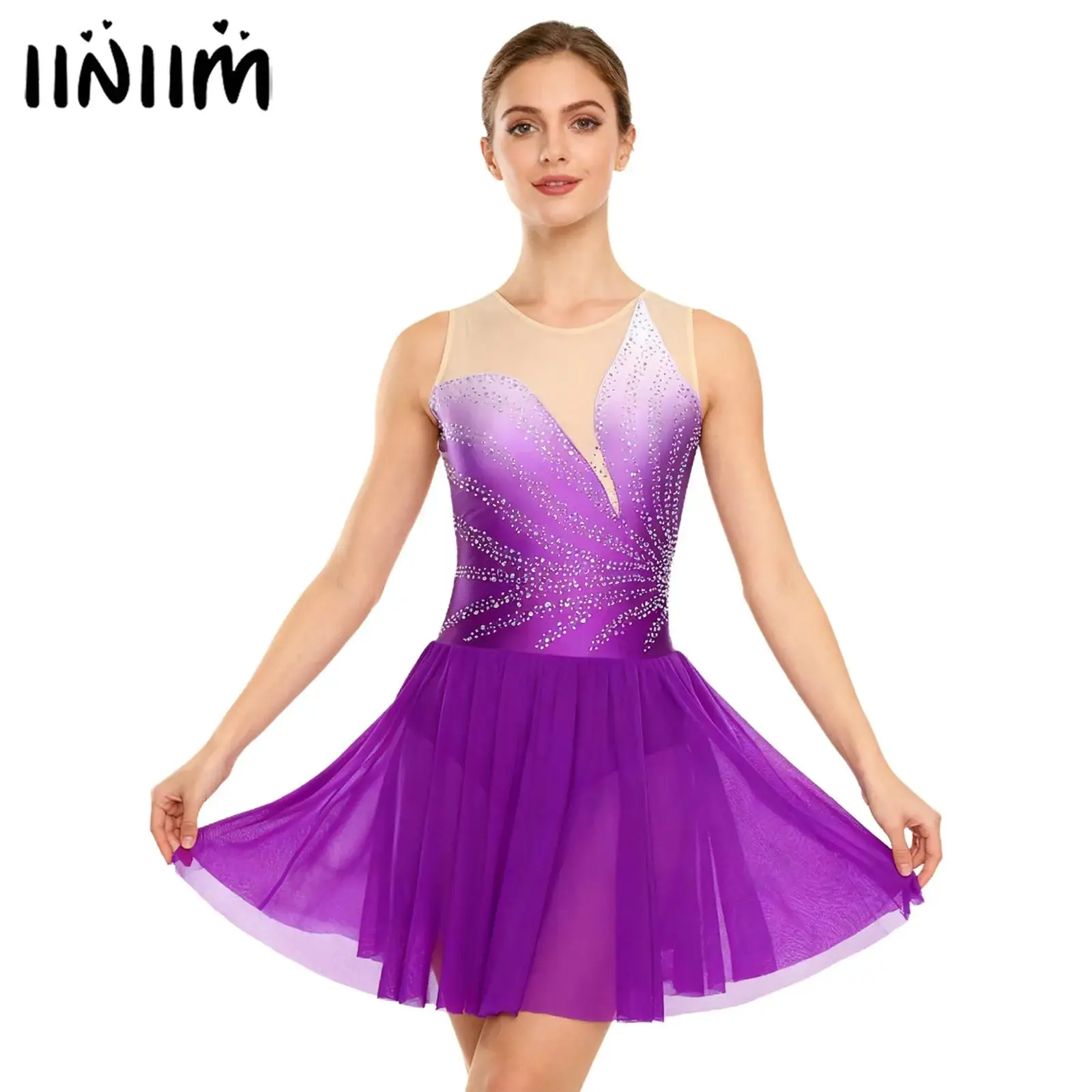 Женский гимнастический художественный костюм для фигурного катания, танцевальный костюм со стразами, сетчатый балетный трико, лирическое танцевальное трико, платье
Женский гимнастический художественный костюм для фигурного катания, танцевальный костюм со стразами, сетчатый балетный трико, лирическое танцевальное трико, платье