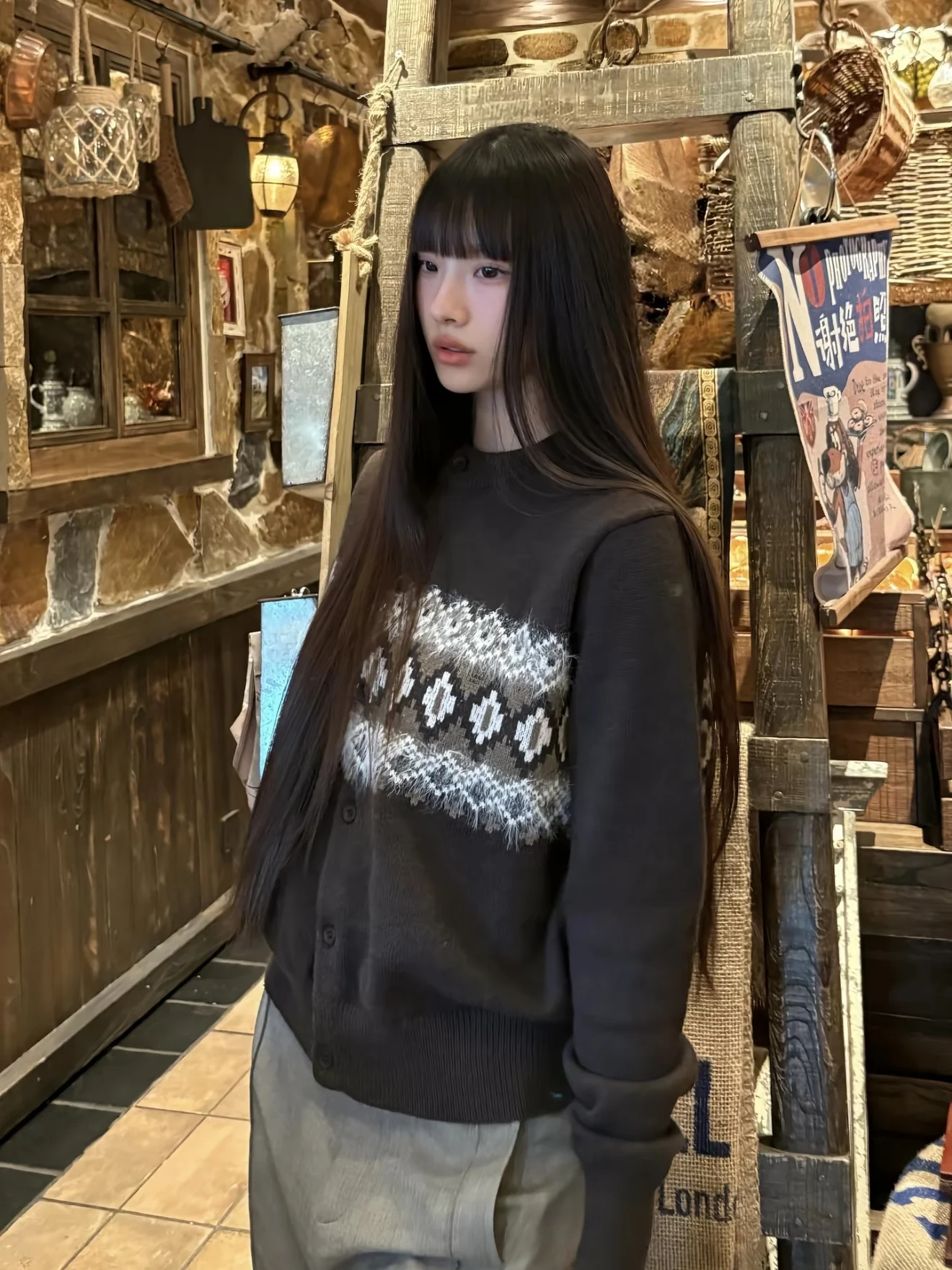 Retro Fair Isle Knitted Sweater with Button Loose Fit ex Autumn Winter Casual Geometric Pattern Warm Long Sve round Ne
Retro Fair Isle Knitted Sweater with Button Loose Fit ex Autumn Winter Casual Geometric Pattern Warm Long Sve round Ne